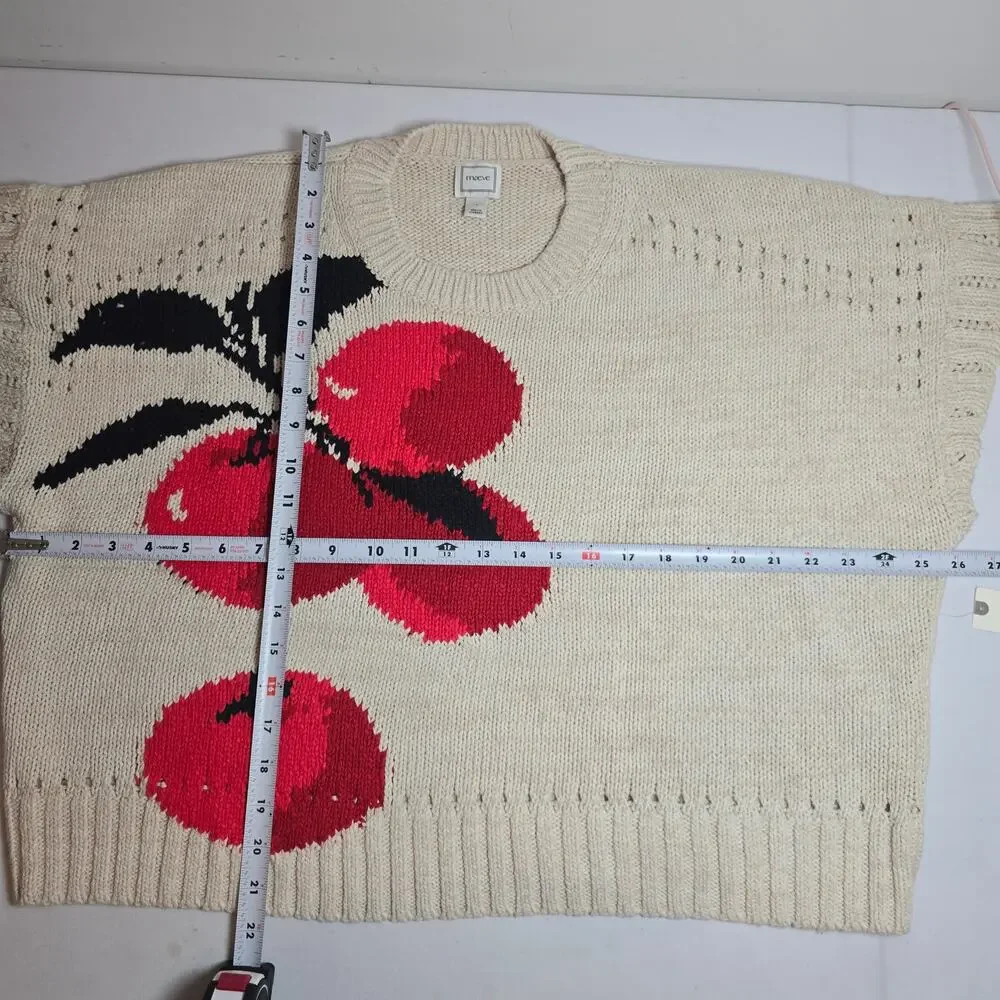 NWT Maeve Short-Sleeve Crew-Neck Veggie Motif Graphic Sweater. Size L. Ret. $128 - Picture 5 of 10